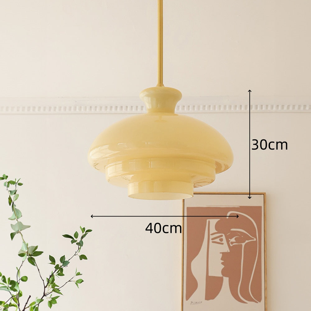 GlacioLux Bauhaus Stil Pendelleuchte | Cremegelbes Glas | Vintage Design | Deckenleuchte für Wohnzimmer & Esszimmer | Stilvolle Beleuchtung für Zuhause
