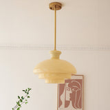 GlacioLux Bauhaus Stil Pendelleuchte | Cremegelbes Glas | Vintage Design | Deckenleuchte für Wohnzimmer & Esszimmer | Stilvolle Beleuchtung für Zuhause