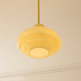 GlacioLux Bauhaus Stil Pendelleuchte | Cremegelbes Glas | Vintage Design | Deckenleuchte für Wohnzimmer & Esszimmer | Stilvolle Beleuchtung für Zuhause