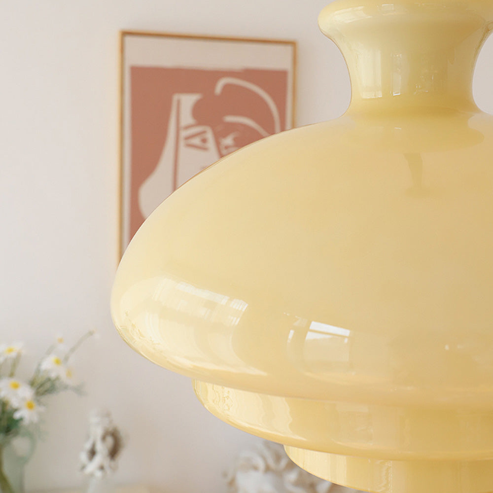GlacioLux Bauhaus Stil Pendelleuchte | Cremegelbes Glas | Vintage Design | Deckenleuchte für Wohnzimmer & Esszimmer | Stilvolle Beleuchtung für Zuhause