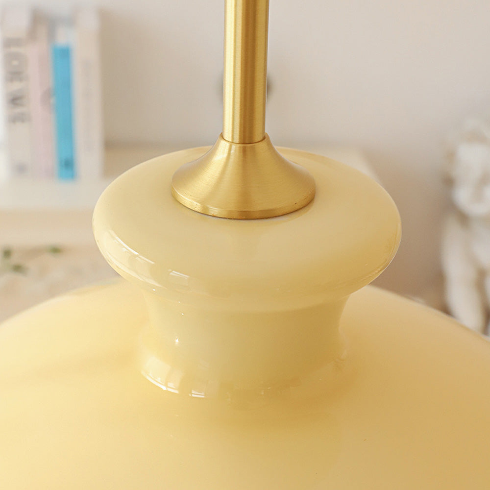 GlacioLux Bauhaus Stil Pendelleuchte | Cremegelbes Glas | Vintage Design | Deckenleuchte für Wohnzimmer & Esszimmer | Stilvolle Beleuchtung für Zuhause