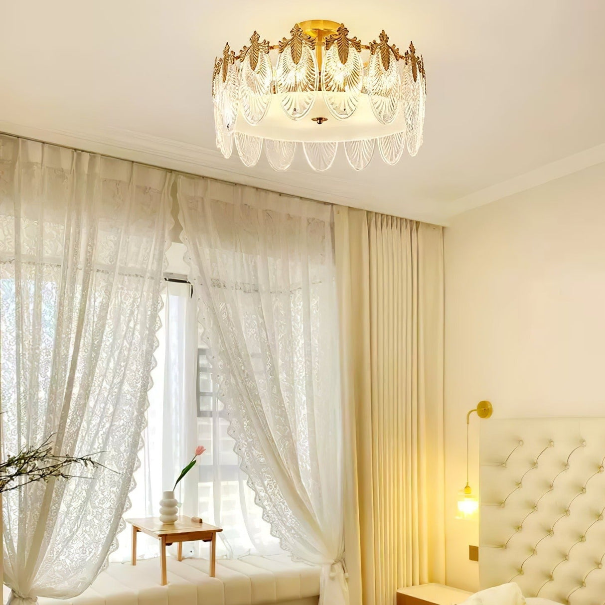 VeraLuxe Decorative Glass Round Chandelier | Elegante Deckenleuchte | Luxus Kronleuchter | Deko für Zuhause