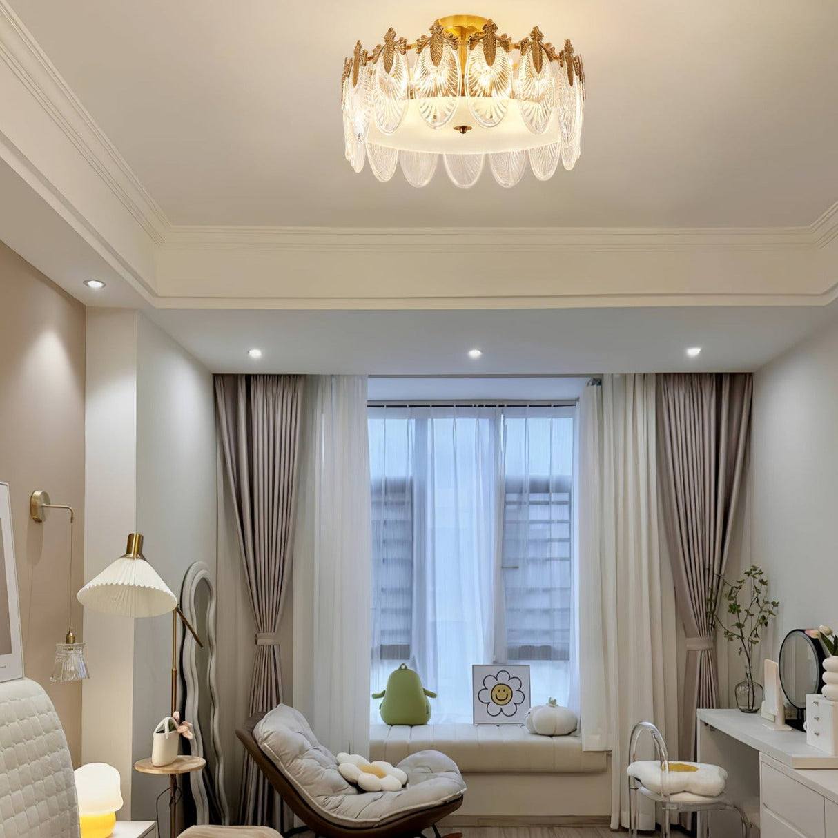 VeraLuxe Decorative Glass Round Chandelier | Elegante Deckenleuchte | Luxus Kronleuchter | Deko für Zuhause