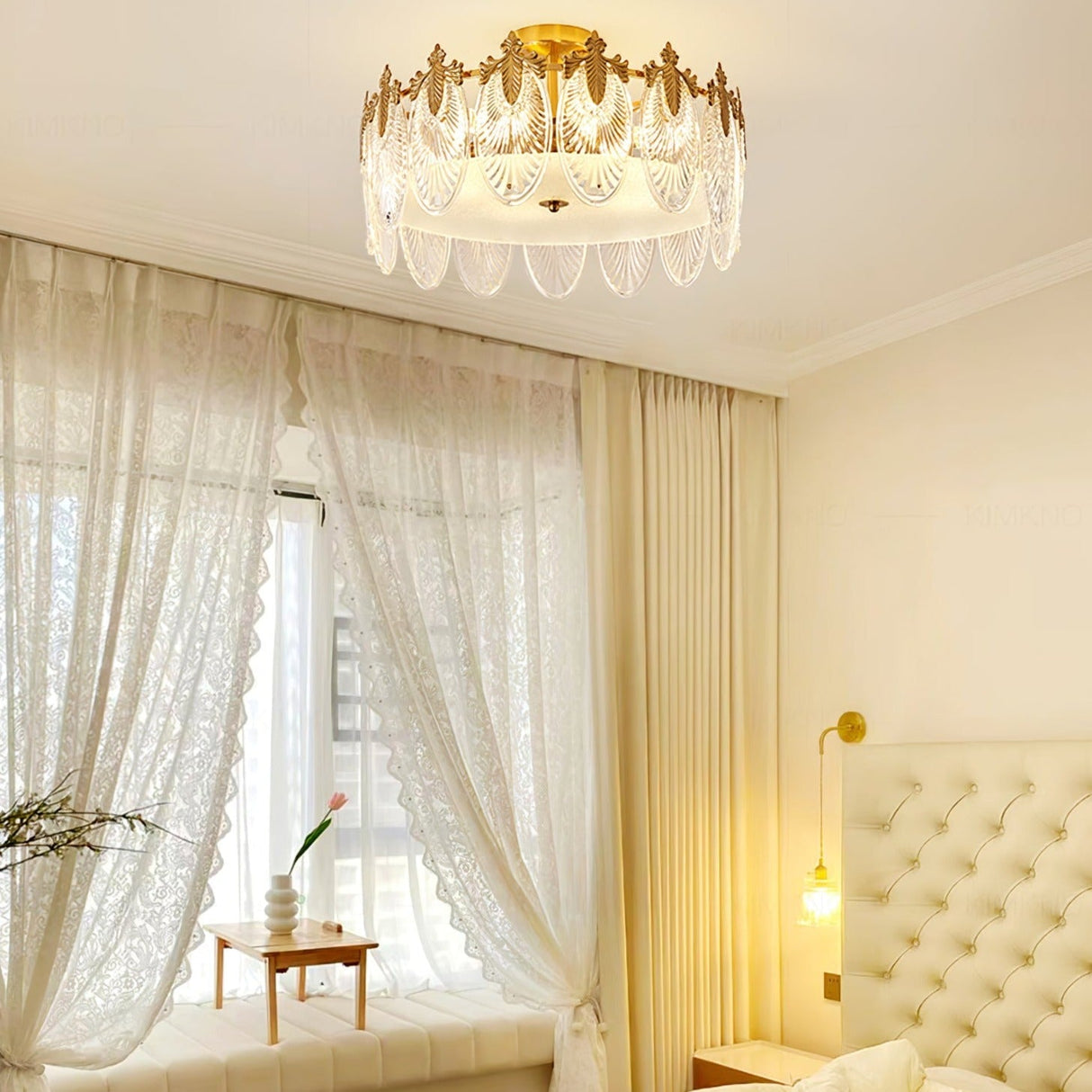 VeraLuxe Decorative Glass Round Chandelier | Elegante Deckenleuchte | Luxus Kronleuchter | Deko für Zuhause