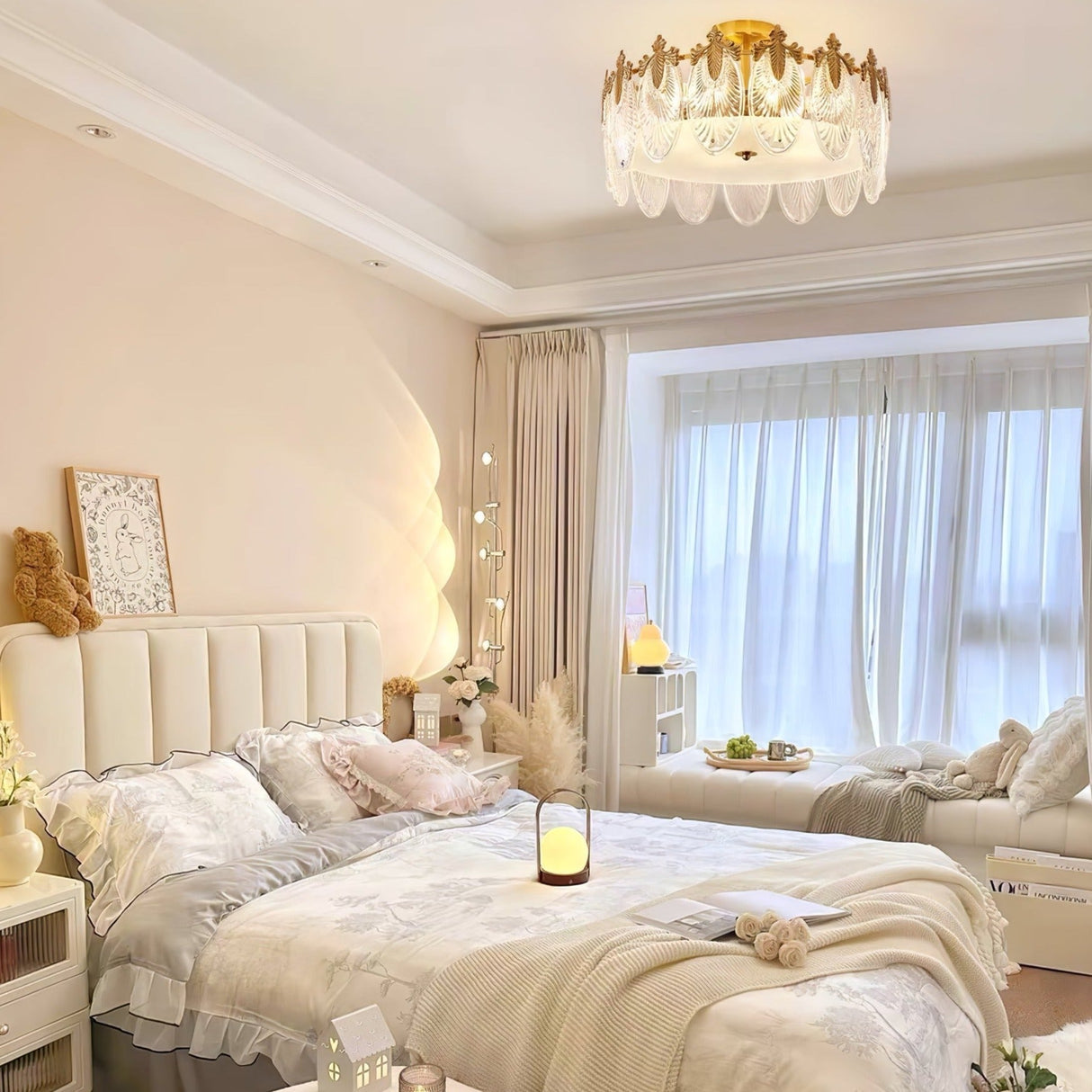 VeraLuxe Decorative Glass Round Chandelier | Elegante Deckenleuchte | Luxus Kronleuchter | Deko für Zuhause