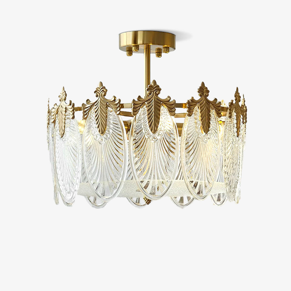 VeraLuxe Decorative Glass Round Chandelier | Elegante Deckenleuchte | Luxus Kronleuchter | Deko für Zuhause