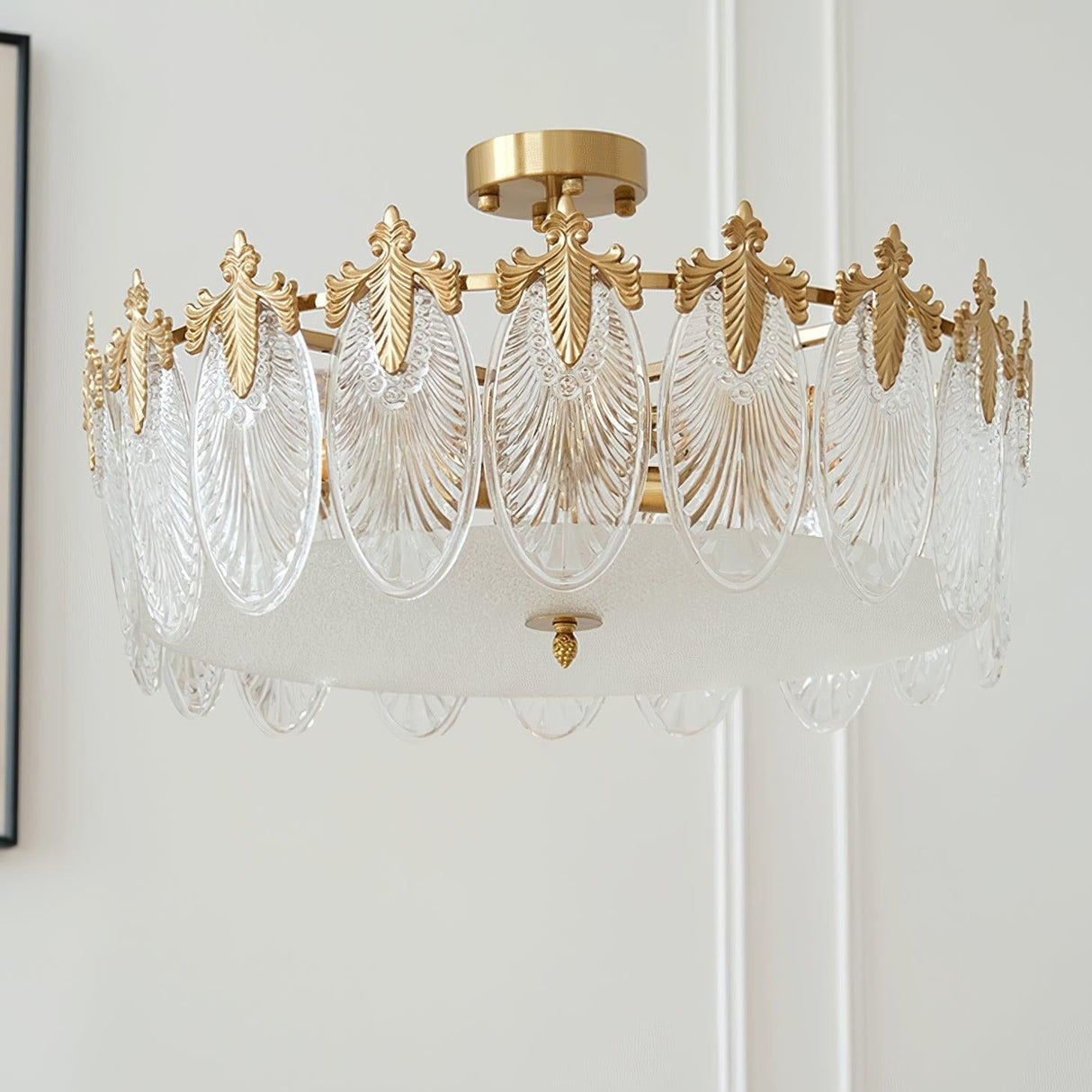 VeraLuxe Decorative Glass Round Chandelier | Elegante Deckenleuchte | Luxus Kronleuchter | Deko für Zuhause