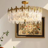 VeraLuxe Decorative Glass Round Chandelier | Elegante Deckenleuchte | Luxus Kronleuchter | Deko für Zuhause