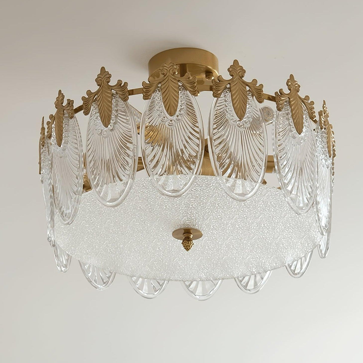 VeraLuxe Decorative Glass Round Chandelier | Elegante Deckenleuchte | Luxus Kronleuchter | Deko für Zuhause
