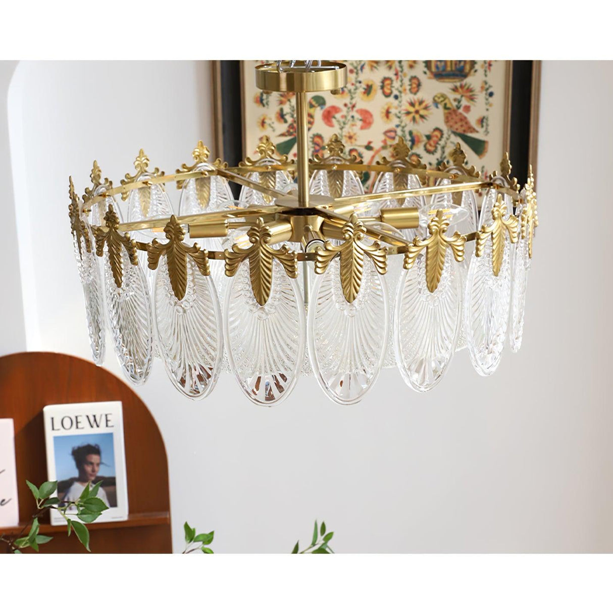 VeraLuxe Decorative Glass Round Chandelier | Elegante Deckenleuchte | Luxus Kronleuchter | Deko für Zuhause