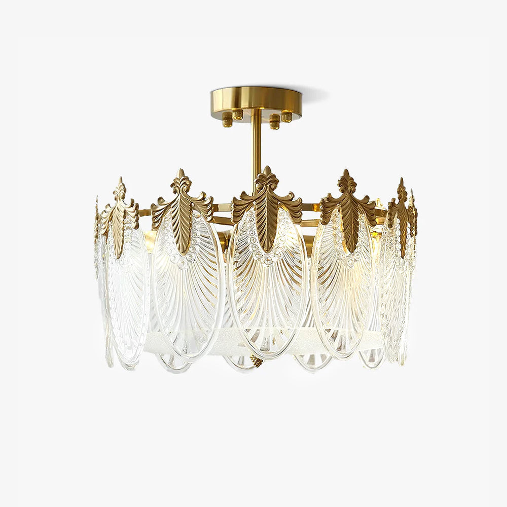 VeraLuxe Decorative Glass Round Chandelier | Elegante Deckenleuchte | Luxus Kronleuchter | Deko für Zuhause