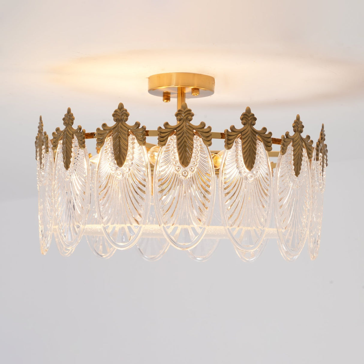 VeraLuxe Decorative Glass Round Chandelier | Elegante Deckenleuchte | Luxus Kronleuchter | Deko für Zuhause