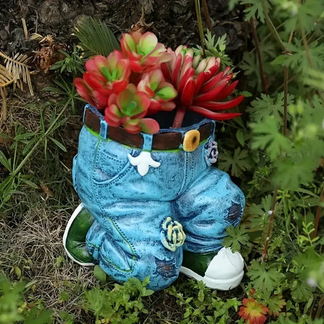 Gardenia Retro-Design Gartenpflanztopf | Vintage Denim Look | Outdoor & Indoor Deko