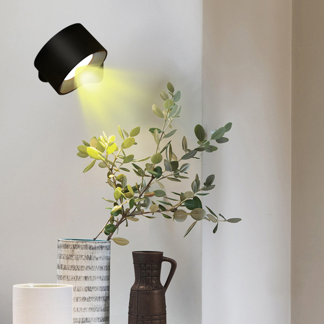 GlowBeam Kabellose LED-Wandlampe | 360° Drehbar | Wiederaufladbar | Flexibles Design für Wohnzimmer & Schlafzimmer