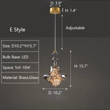 StarLuxe Moderne Graue Glas-Sternenhimmel Pendelleuchte | Dimmbar | Elegante Beleuchtung für Wohn- und Esszimmer