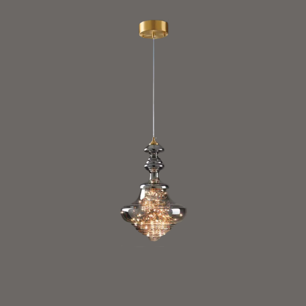 StarLuxe Moderne Graue Glas-Sternenhimmel Pendelleuchte | Dimmbar | Elegante Beleuchtung für Wohn- und Esszimmer