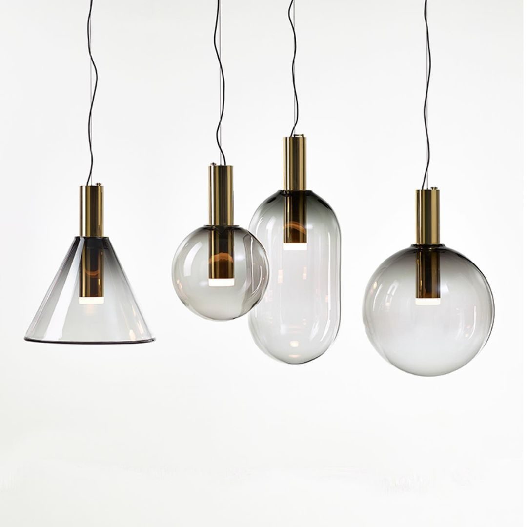 LustraBelle Elegante Pendelleuchte | Design-Kollektion | Rauchglas & Gold | Dimmbar | Moderne Beleuchtung für Zuhause