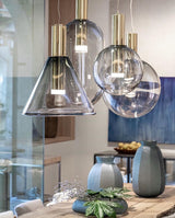 LustraBelle Elegante Pendelleuchte | Design-Kollektion | Rauchglas & Gold | Dimmbar | Moderne Beleuchtung für Zuhause