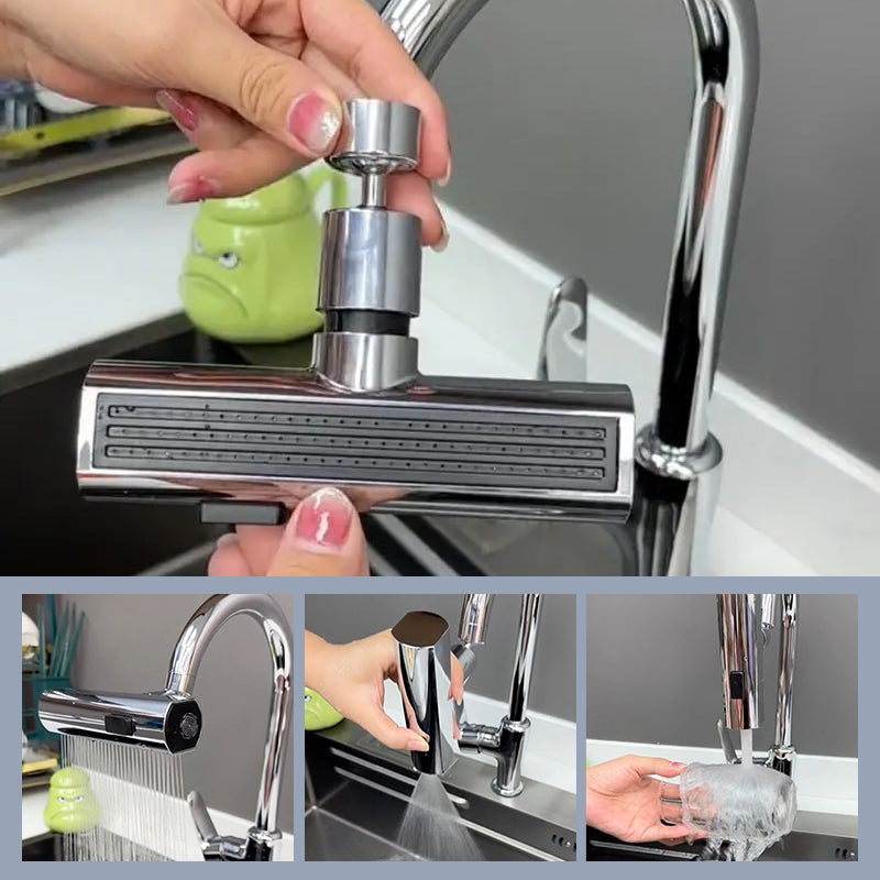 FlowTurn Drehbare Wasserfall-Küchenarmatur | Multifunktionaler Küchenhahn | 360° Schwenkfunktion | Modernes Design