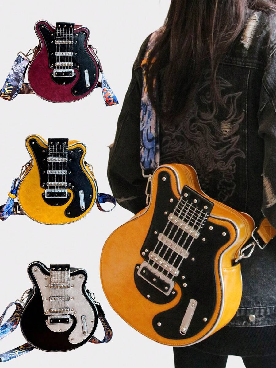 GuitarHero Vintage Retro Gitarren-Crossbody-Tasche | Rockiger Look | Modische Umhängetasche