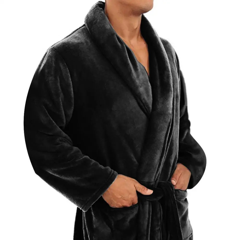 LuxePlush Flauschiger Bademantel aus Fleece | Mit Schalkragen & Taschen | Warm & Bequem für Zuhause
