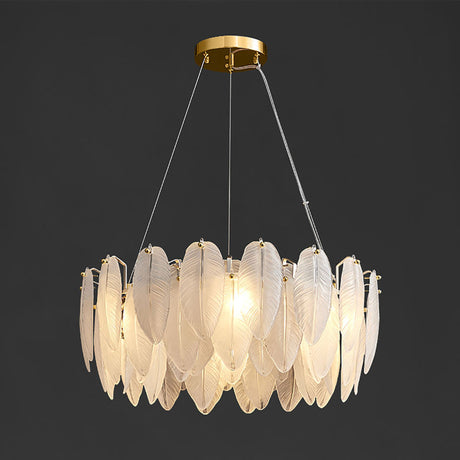 LumePlume Luxuriöse Pendelleuchte mit Glasfedern | Elegantes Design | Hochwertige Beleuchtung für Zuhause