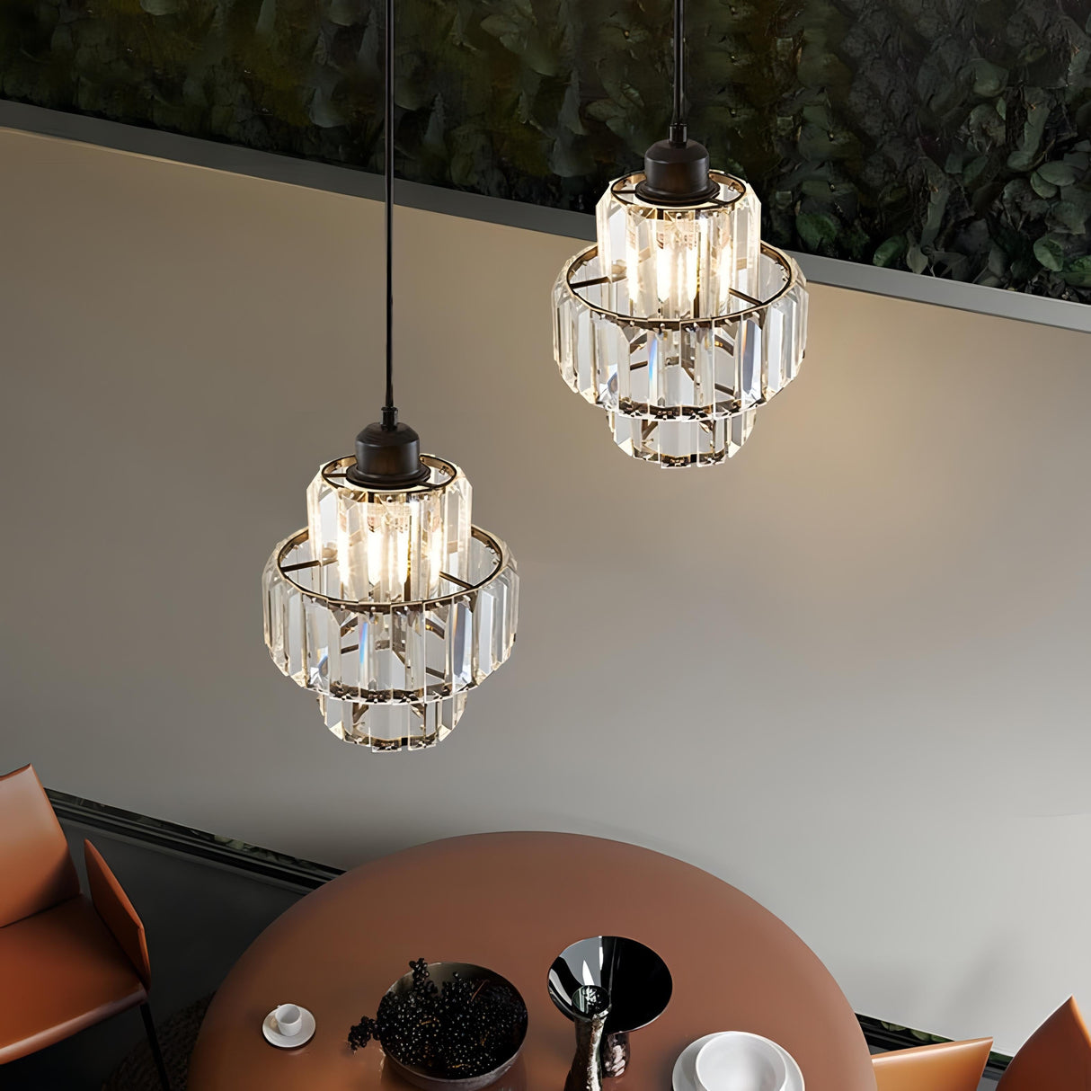 Lustrella Runde Abgestufte Kristall-Deckenleuchte aus Glas | Modernes Design | Elegante Beleuchtung | Dimmbar