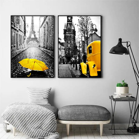 EuroVista Vintage Stadtbild Wandkunst | Europäische Stadtansichten | Klassische Deko | Leinwanddruck