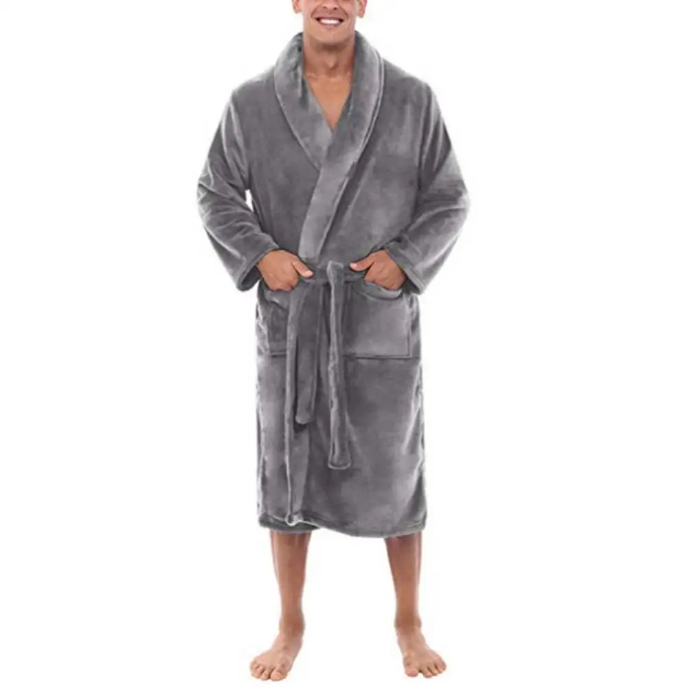 LuxePlush Flauschiger Bademantel aus Fleece | Mit Schalkragen & Taschen | Warm & Bequem für Zuhause
