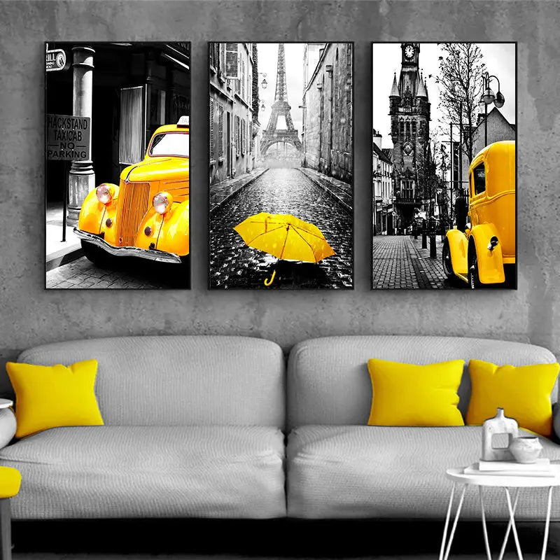 EuroVista Vintage Stadtbild Wandkunst | Europäische Stadtansichten | Klassische Deko | Leinwanddruck