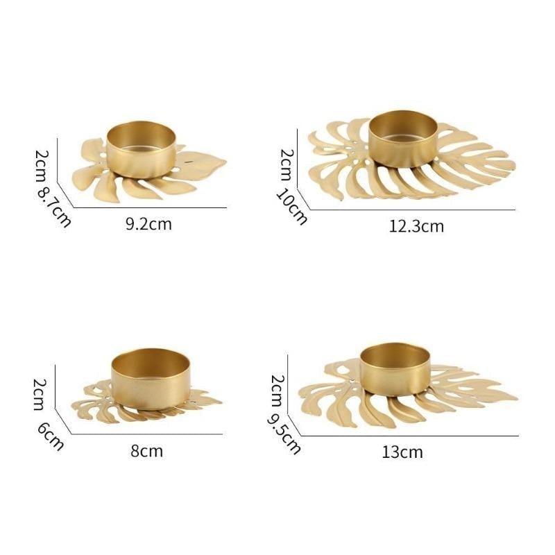 LeafGlow Monstera Blatt Teelichthalter aus Eisen | Elegante Kerzenhalter Deko | 4er Set für Zuhause & Garten