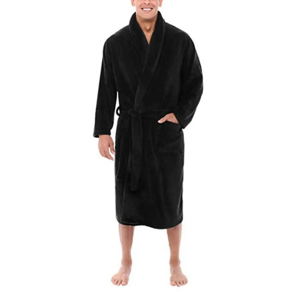 LuxePlush Flauschiger Bademantel aus Fleece | Mit Schalkragen & Taschen | Warm & Bequem für Zuhause