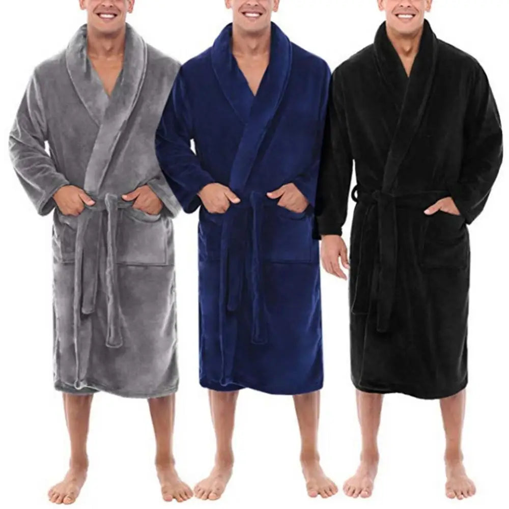 LuxePlush Flauschiger Bademantel aus Fleece | Mit Schalkragen & Taschen | Warm & Bequem für Zuhause