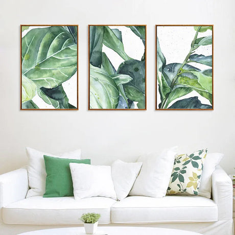 GreenLuxe Moderne Nordische Pflanzenleinwand | Leinwandbild | Wandkunst | Deko für Zuhause