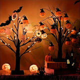 GlowHaunt LED Halloween Birkenbaum | Stimmungslicht | Leuchtende Deko in Orange & Lila
