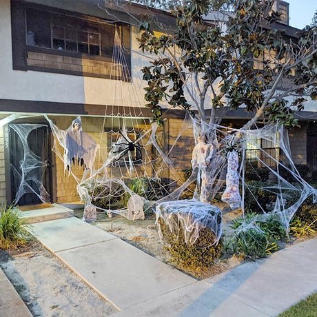 CreepyWeb Dehnbares Spinnennetz | Künstliche Halloween-Dekoration | Gruselige Party-Requisiten & Horrorhaus-Deko