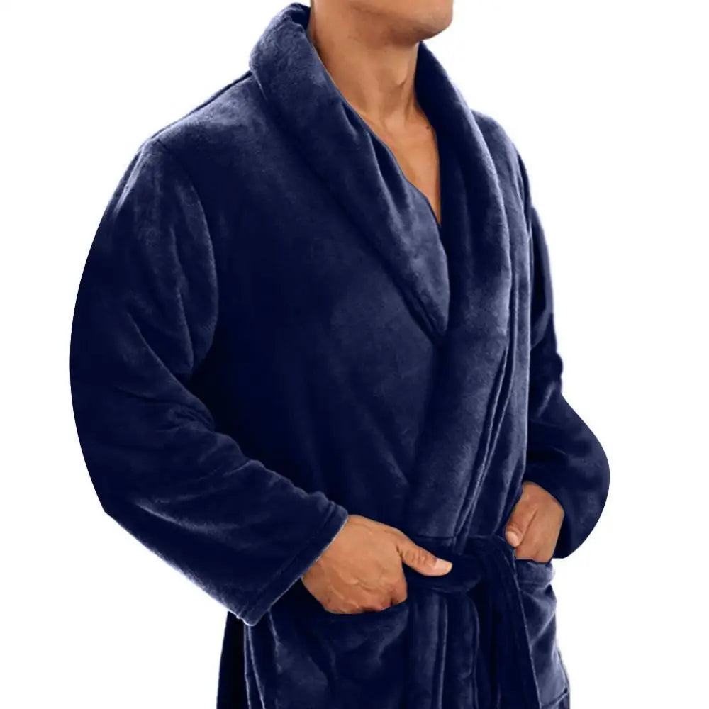 LuxePlush Flauschiger Bademantel aus Fleece | Mit Schalkragen & Taschen | Warm & Bequem für Zuhause