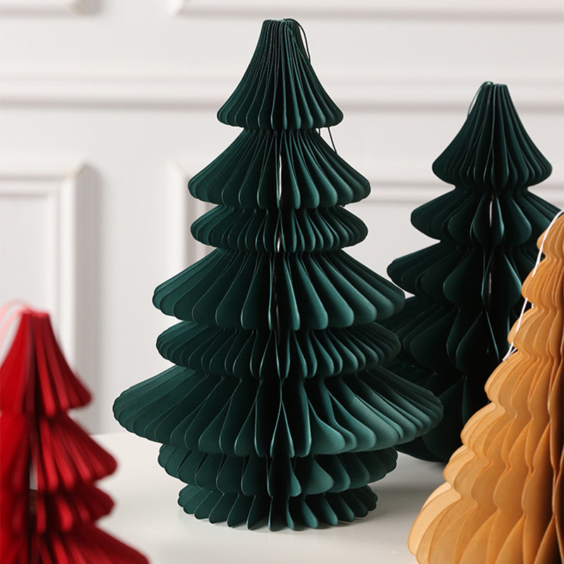 HollyFold Honigwaben Weihnachtsbaum | Faltbarer Papierbaum | Weihnachtsdeko | Umweltfreundlich | Tisch- & Raumdekoration