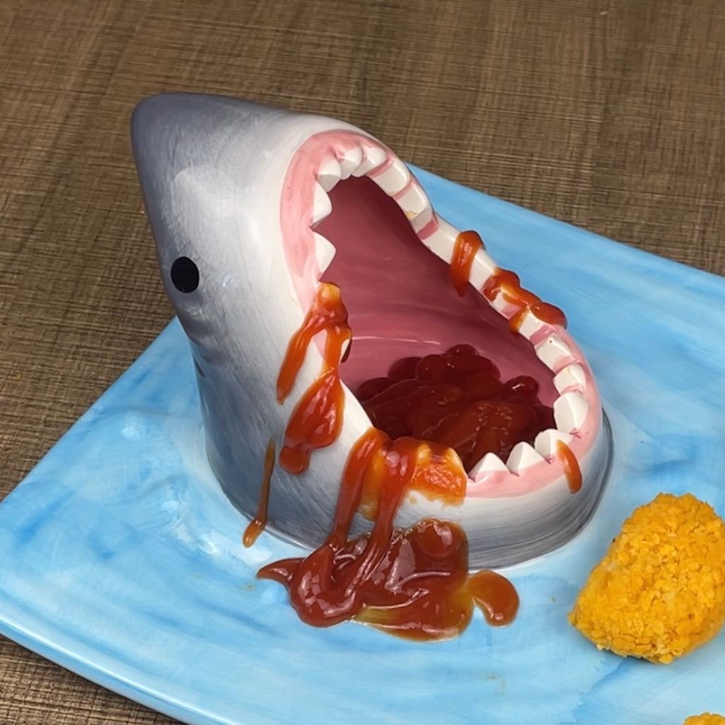 SharkBite Keramik Hai-Teller | Lustige Designplatte | Kreatives Geschirr für Zuhause & Partys