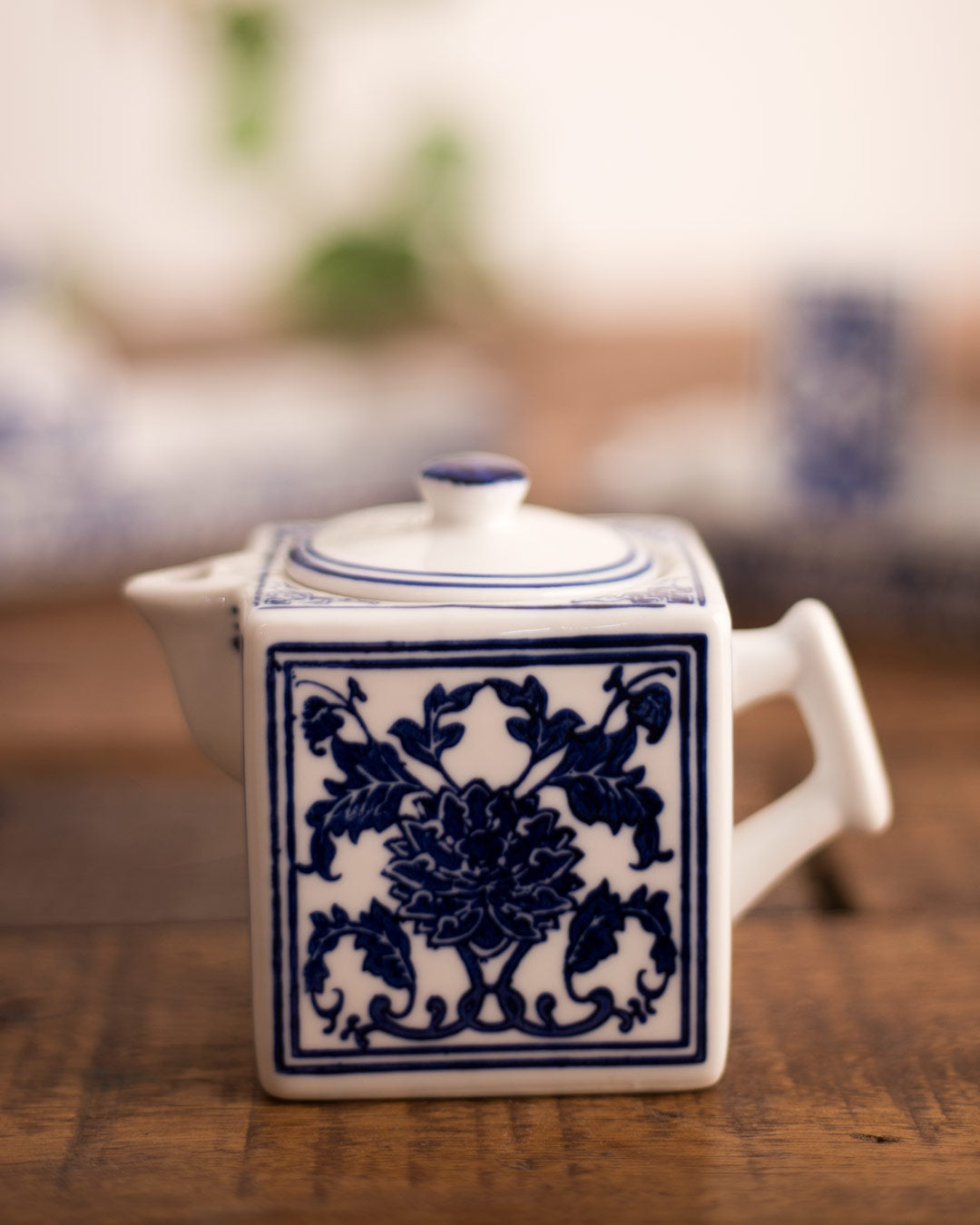 Essivio Vintage Essigtopf | Blau-Weiß Design | Quadratisch | Hochwertige Keramik | Dekorative Aufbewahrung