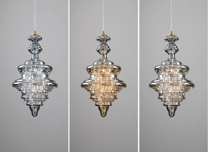 StarLuxe Moderne Graue Glas-Sternenhimmel Pendelleuchte | Dimmbar | Elegante Beleuchtung für Wohn- und Esszimmer