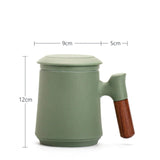 Japanische Keramische Teetasse Set mit Sieb und Deckel Handgemacht