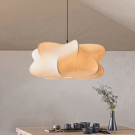 SilkAura Wabi-Sabi Pendelleuchte aus Seide | Elegantes Design | Dimmbares Licht | Ideal für Esszimmer & Wohnzimmer