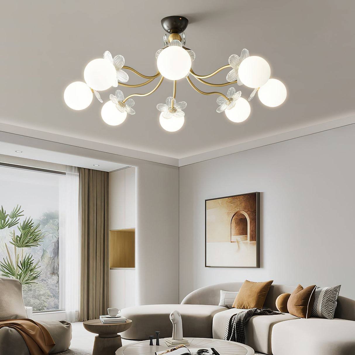 Florialis Blossom Flower Glas-Kronleuchter | Elegantes Blütendesign | Luxuriöse Beleuchtung für Zuhause