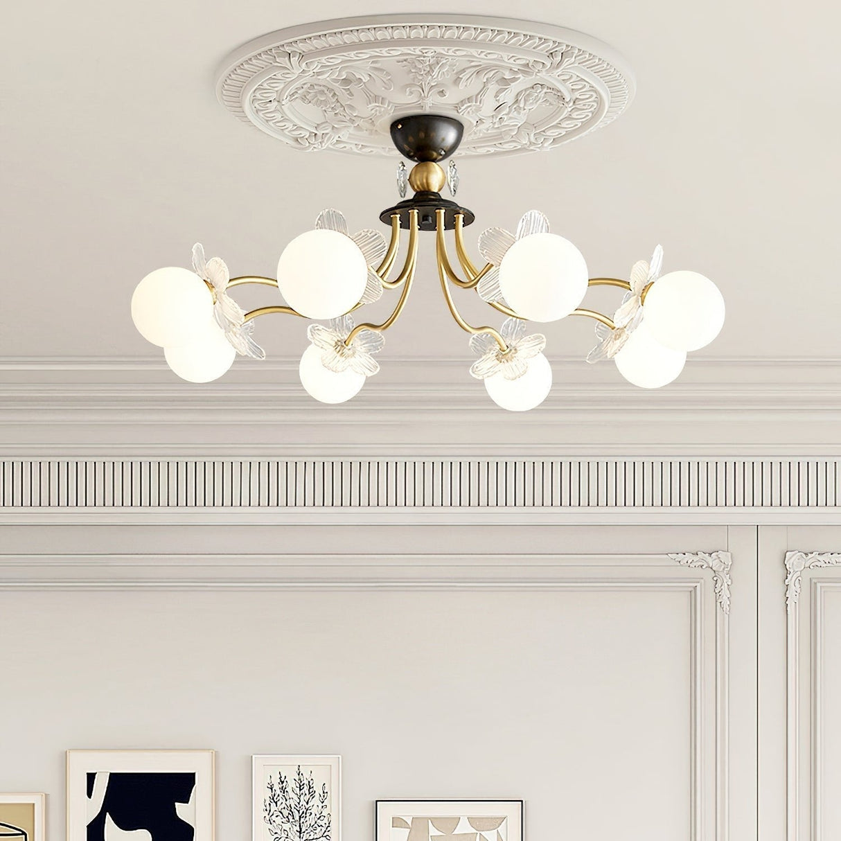 Florialis Blossom Flower Glas-Kronleuchter | Elegantes Blütendesign | Luxuriöse Beleuchtung für Zuhause