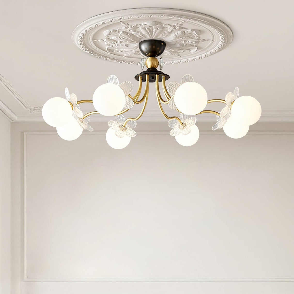 Florialis Blossom Flower Glas-Kronleuchter | Elegantes Blütendesign | Luxuriöse Beleuchtung für Zuhause