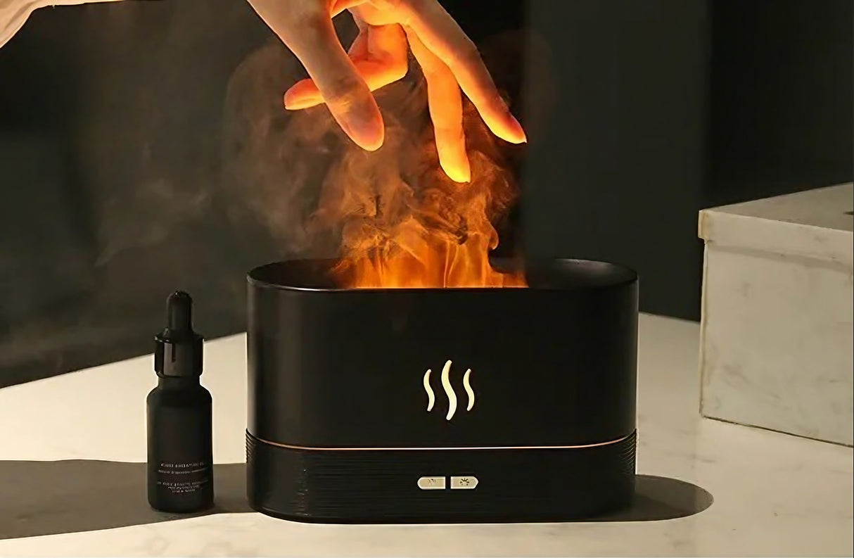 FlameAroma Diffusor & Luftbefeuchter | Flammenlampe | Aromatherapie | Beruhigende Beleuchtung | Raumduftspender