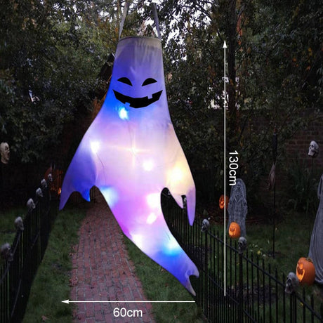 SpookGlow LED Halloween Dekoration | Hängender Geist | Partydeko | Indoor & Outdoor | Gruselige Lampe