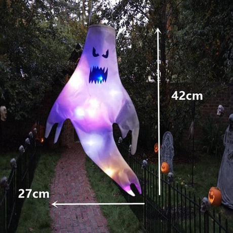 SpookGlow LED Halloween Dekoration | Hängender Geist | Partydeko | Indoor & Outdoor | Gruselige Lampe