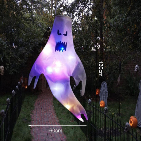 SpookGlow LED Halloween Dekoration | Hängender Geist | Partydeko | Indoor & Outdoor | Gruselige Lampe